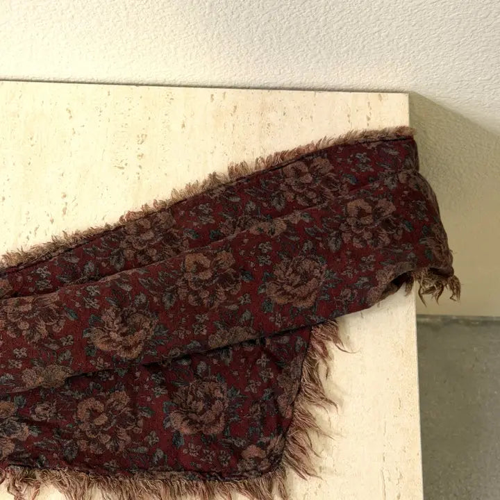 Floral Print Triangle Fringe Scarf