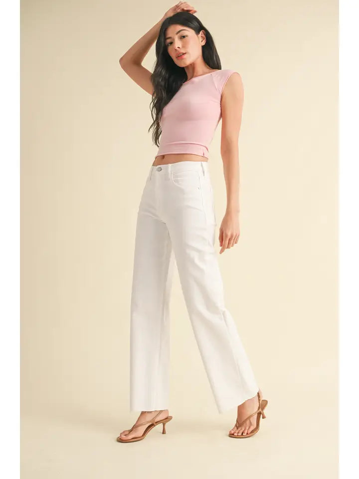 Opt Wht - Slim Palazzo w/ Scissor Cut