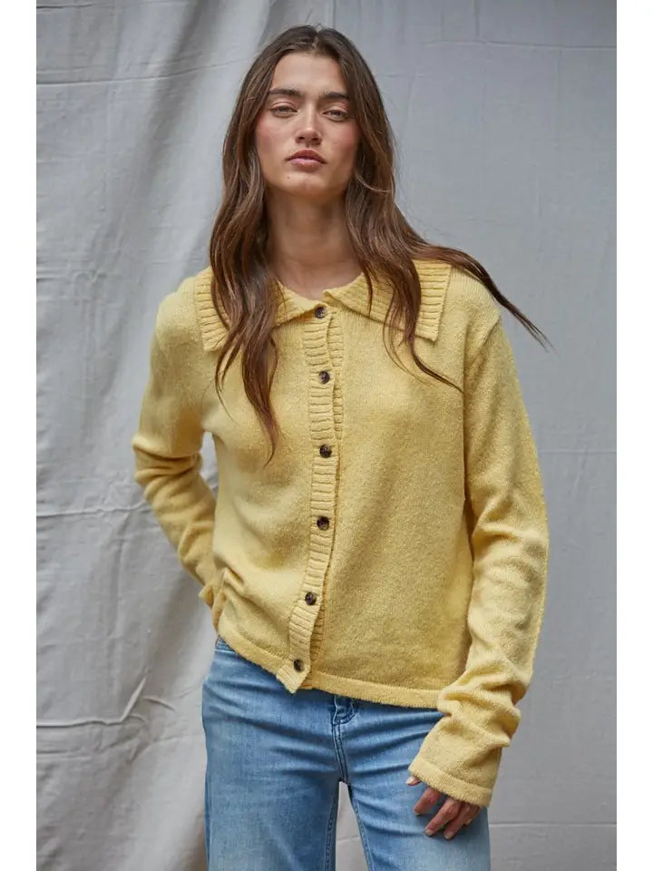 Knit Sweater Buttondown Collared Cardigan Top
