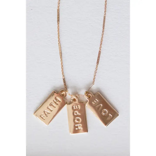 Channing - Faith, Hope, Love Charm Necklace 16"