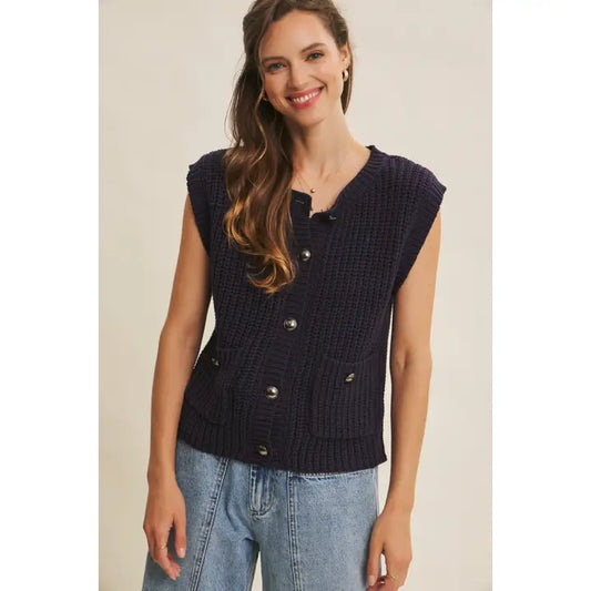 Timeless Charm Antique Button-Down Sweater Vest