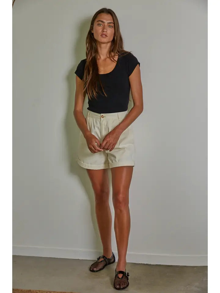 Knit Cotton Spandex Ribbed Short Sleeve Round Neck