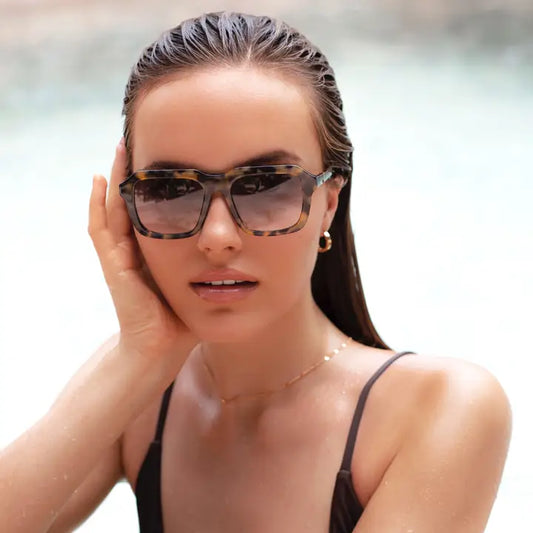 Charlie Acetate Unisex Rectangular Sunglasses - Yellow Tortoise