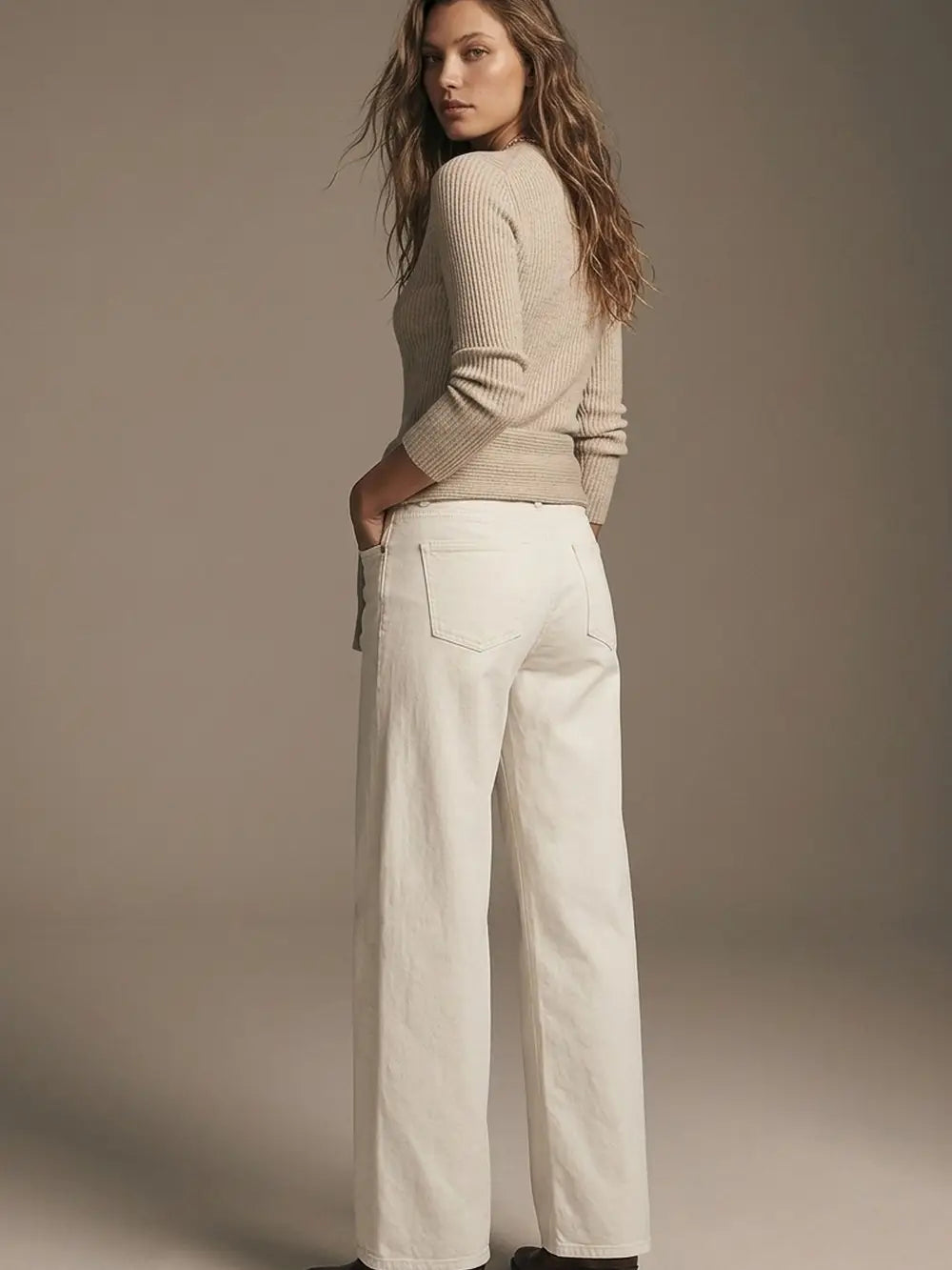 Wide Leg Cream color Jean