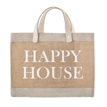 Face To Face Jute Tote - Happy House