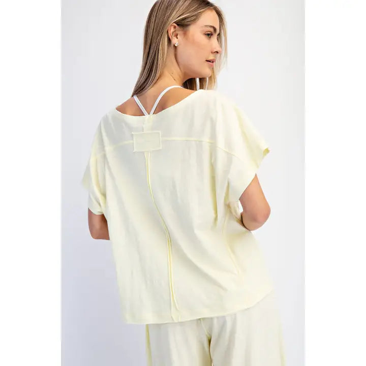 Cotton Slub Off-Shoulder Tee