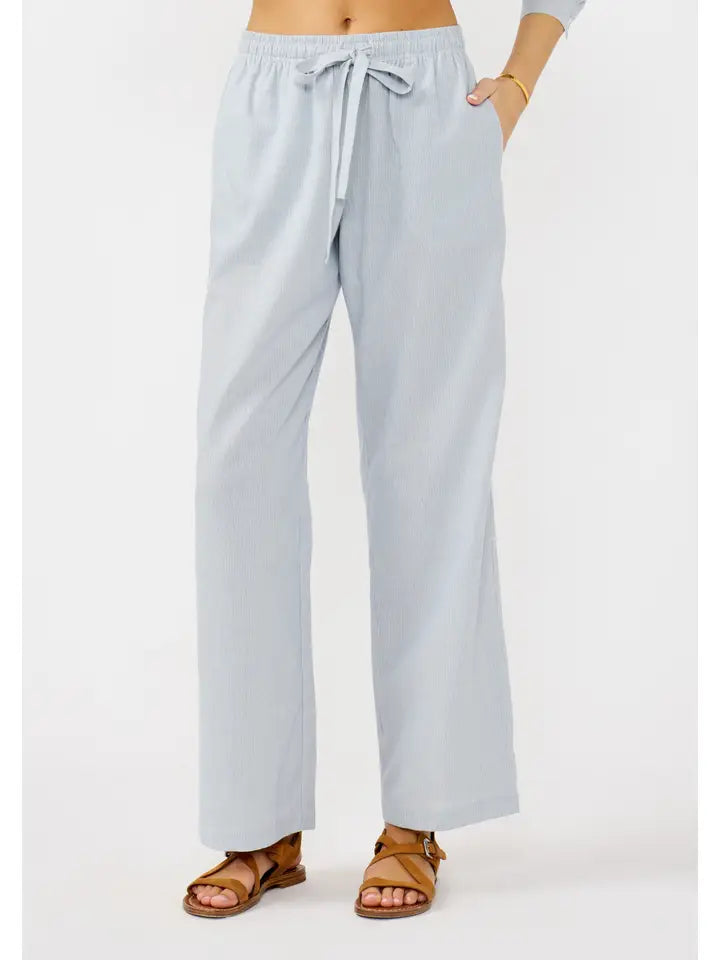Blue Stripe Tie Waist Pant