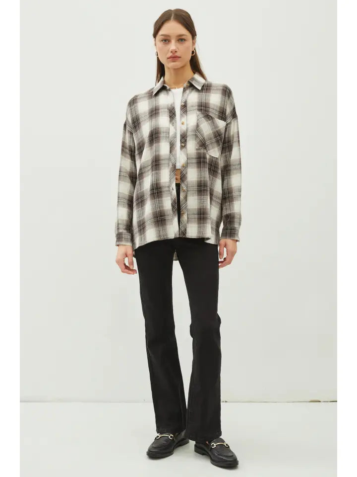 Dark Shade Plaid Flannel Shirt
