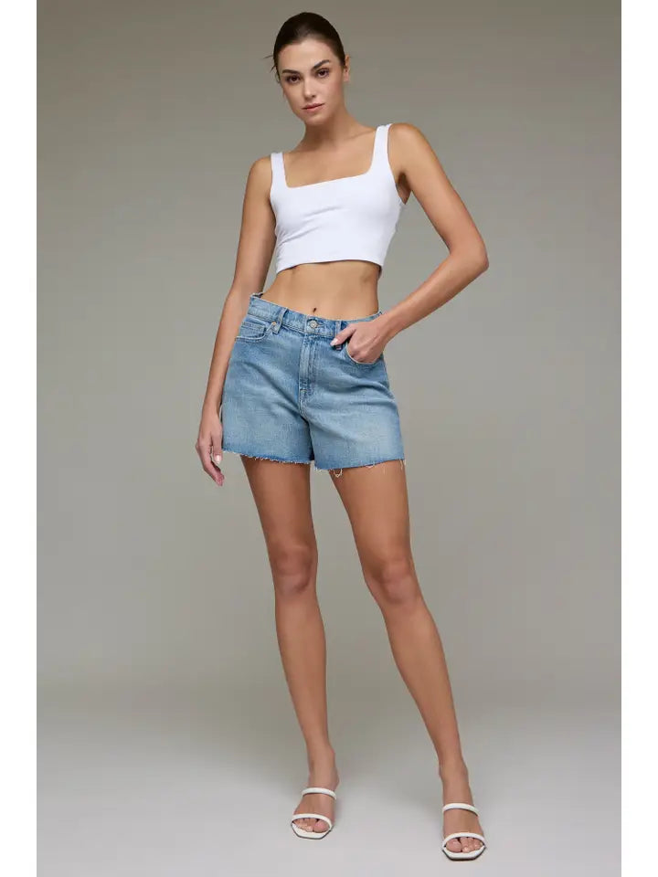Medium Wash Classic 4in A Line Shorts