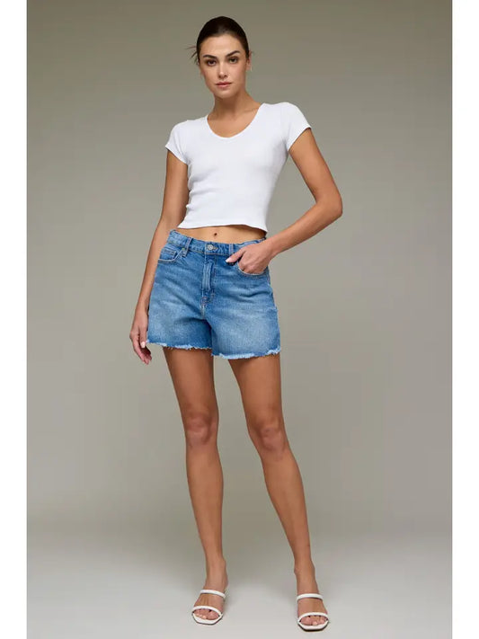 Medium Wash Classic 4in A Line Shorts