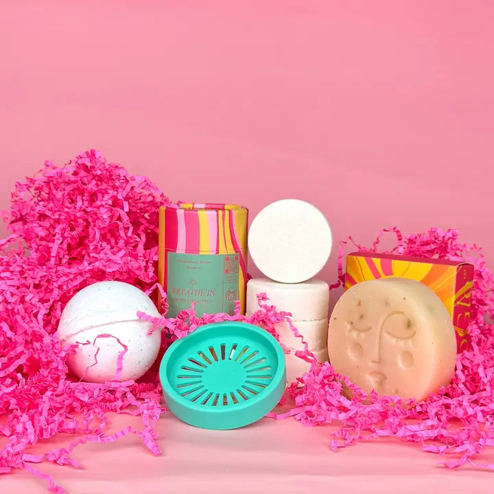 Spa Gift Box with Shower Steamers, Bath Bomb & Soap