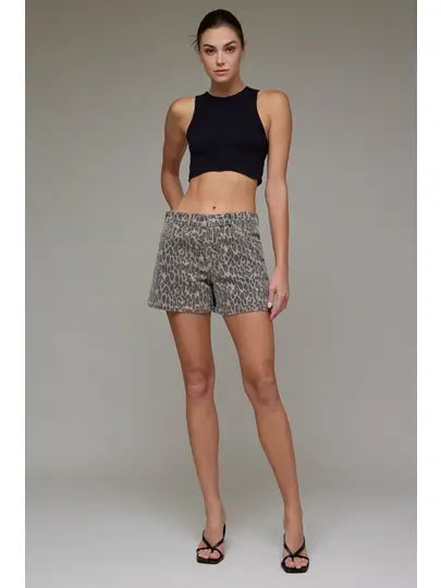 Cheetah Stretch Clean Mid Rise Dad Shorts