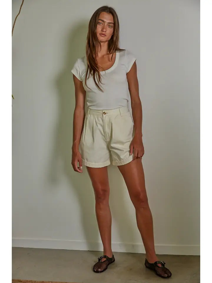 Knit Cotton Spandex Ribbed Short Sleeve Round Neck