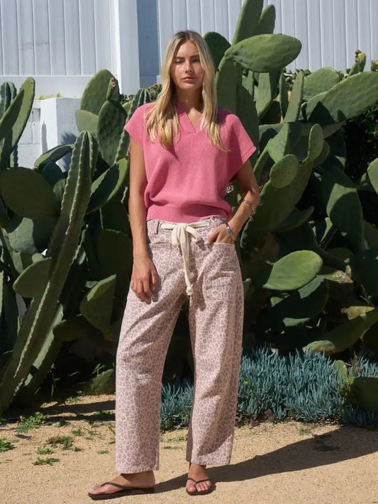 Leopard Print Drawstring Wide Leg Pants