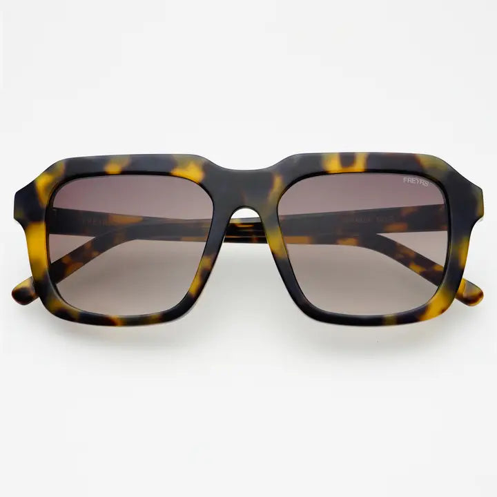 Charlie Acetate Unisex Rectangular Sunglasses - Yellow Tortoise