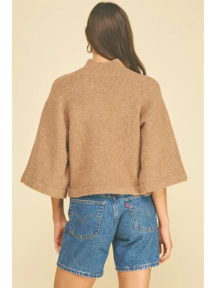 Wide Sleeve Mock Neck Sweater