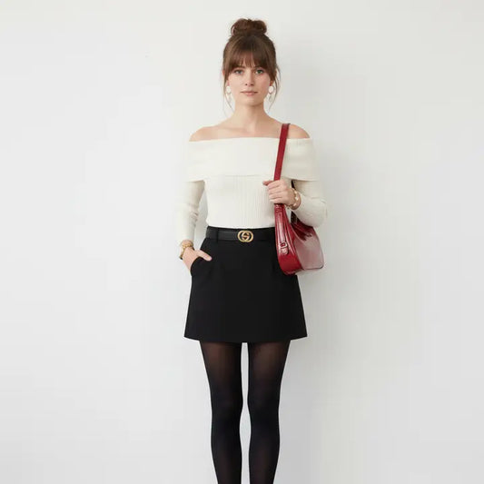 Stitched Clean Belt with Interlocking Buckle