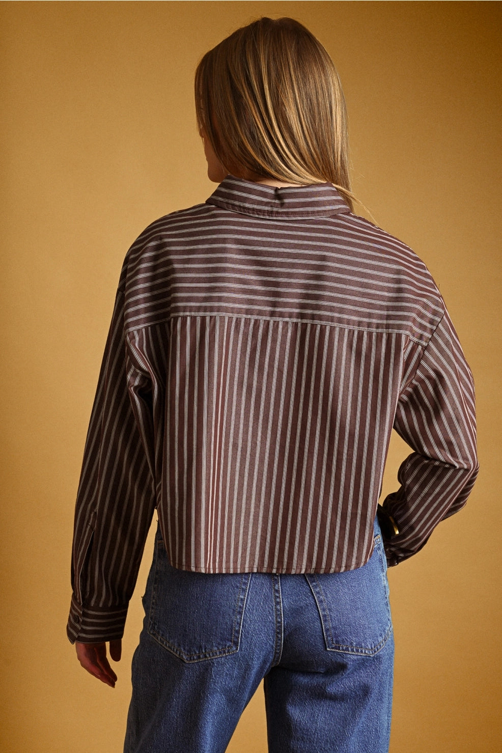 Striped Button Front Crop Shirts