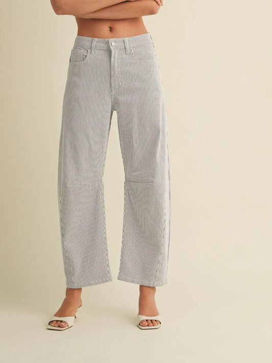 Striped Barrel Jean