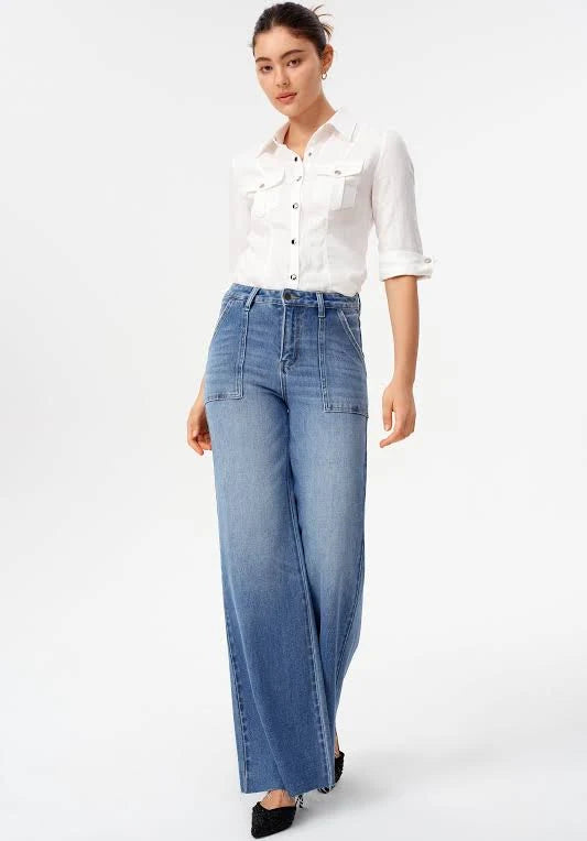 New York High Rise Wide Leg Jean