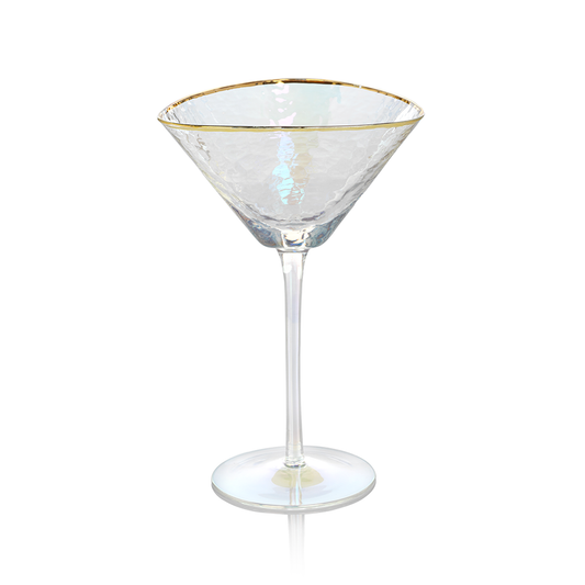 Triangular Martini Glass - Luster with Gold Rim